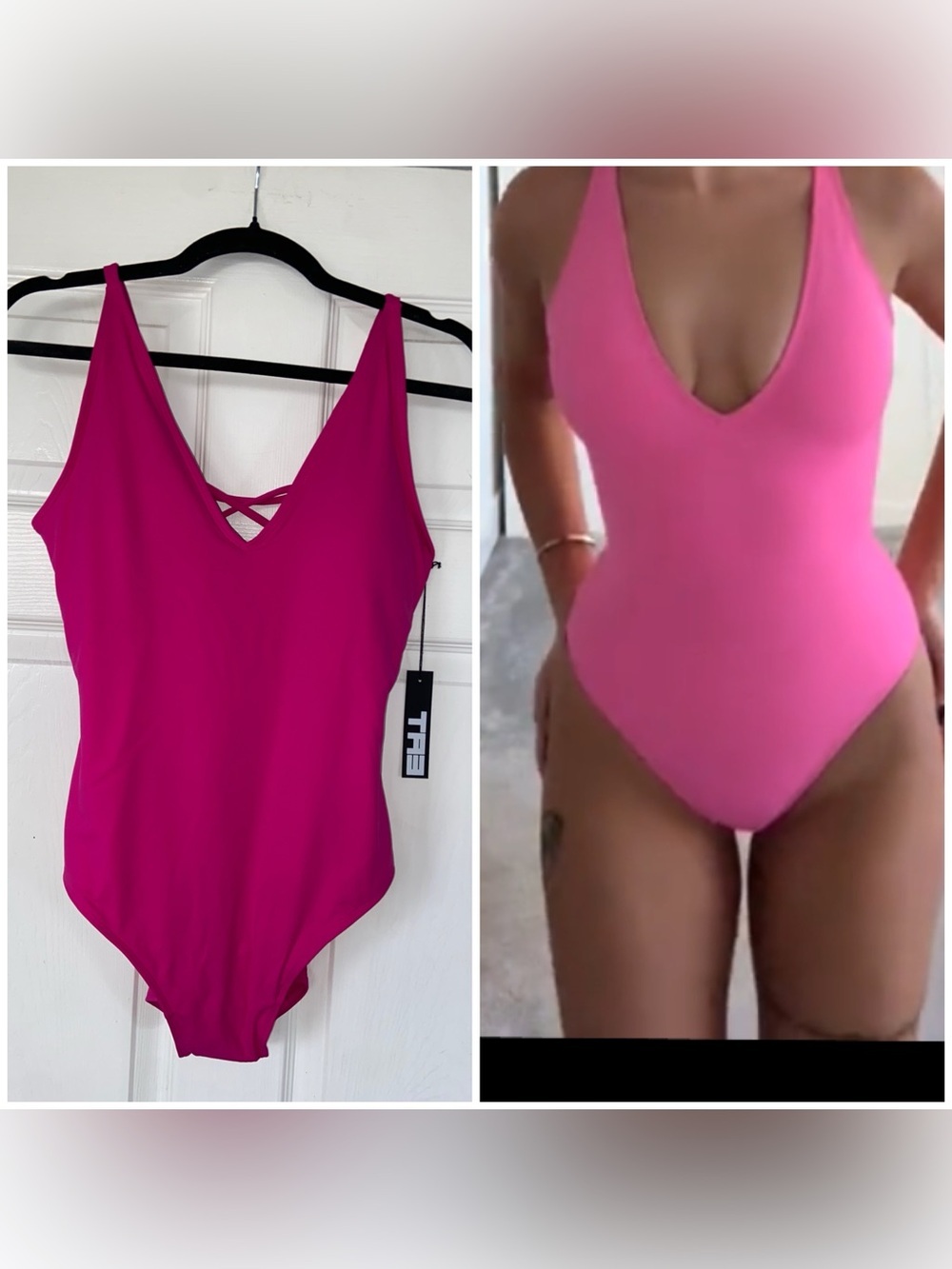NWT Ta3 Hot Pink Plungey Swimsuit Size XL Short UPF 50 Corset Shapeware